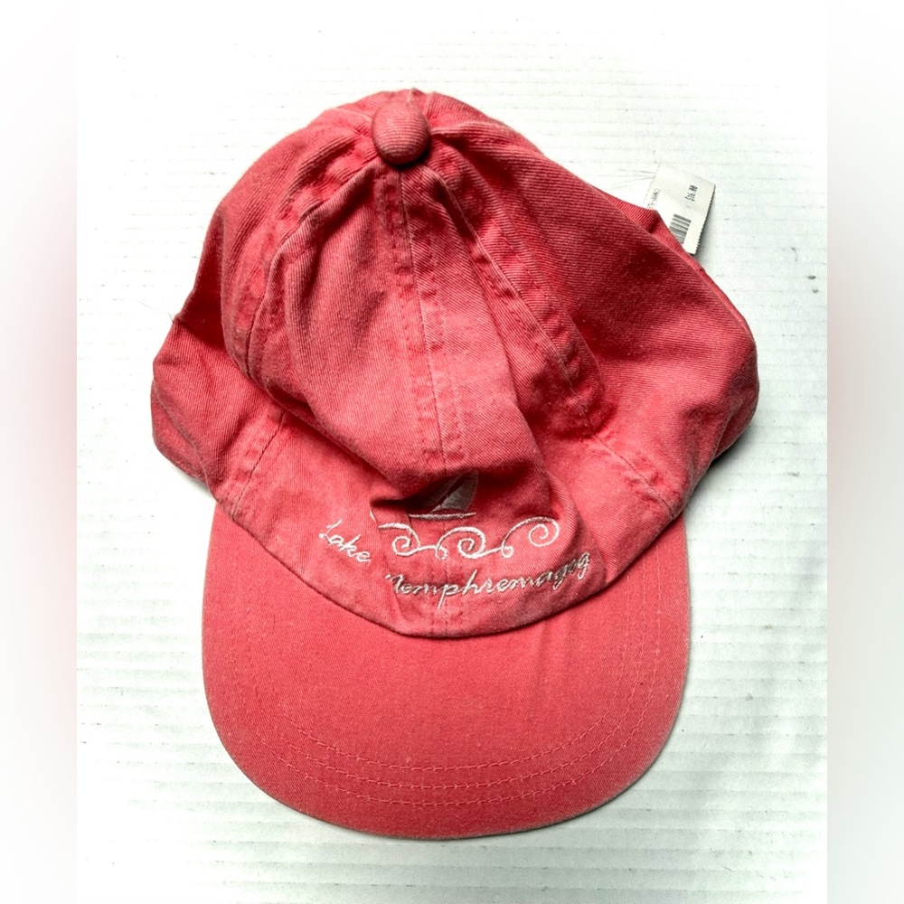 Lake Memphremagog Vermont Slideback Hat Pink One Size Adjustable Embroidered